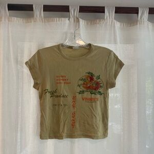 UO Vinnie's Veggies Olive Graphic Crop Tee